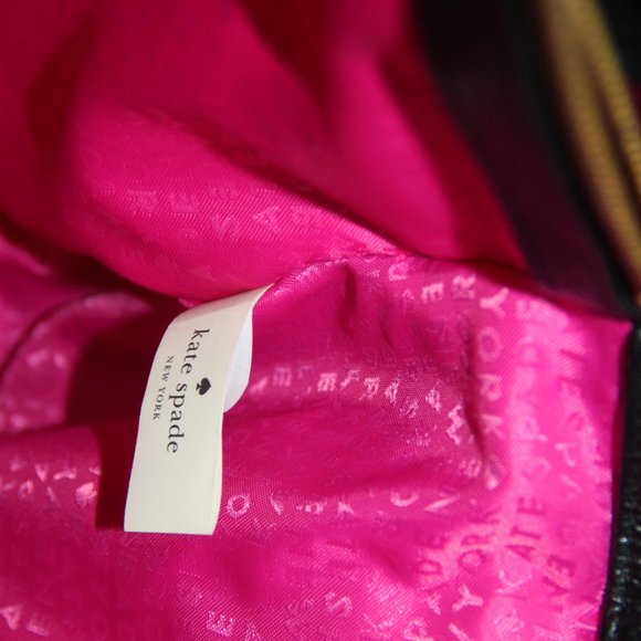 KATE SPADE Large Quilted Black Leather Satchel Gold Turn Lock Chain Handles Bag - Picture 5 of 11